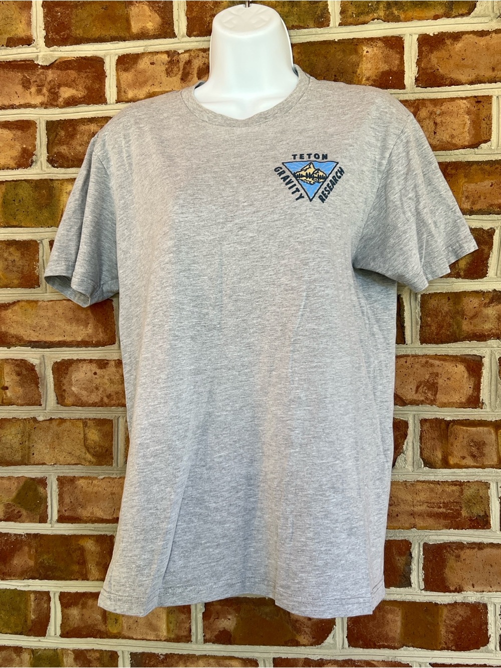 Teton Gravity Research mountain Men's Light Gray Short Sleeve Logo Tee. Medium